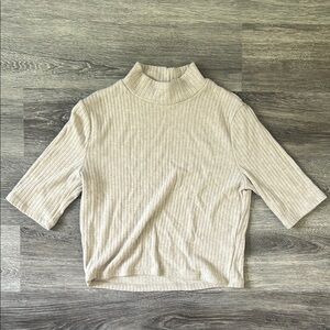 Zara Cream Ribbed Crop Top